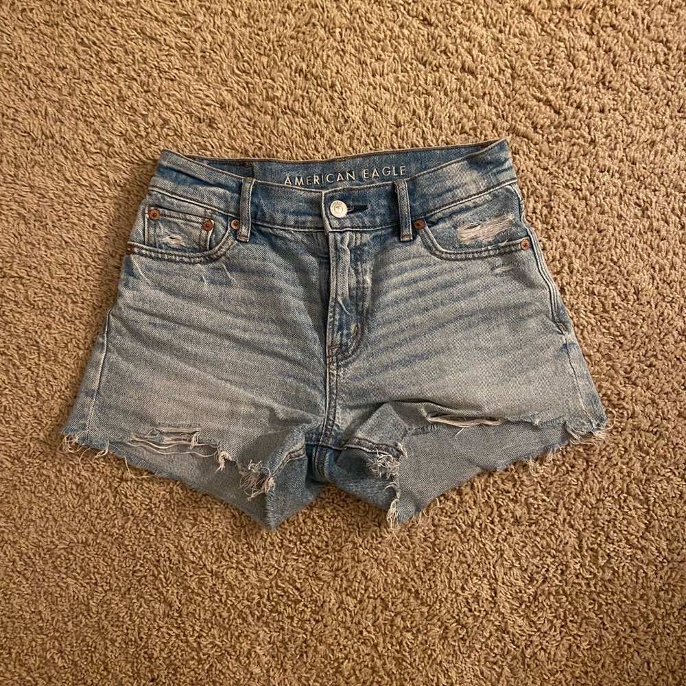 American Eagle Outfitters Light Blue Distressed Jean Shorts
